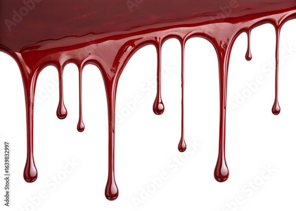 Obraz Dripping Red Liquid Paint or Blood on Transparent Background