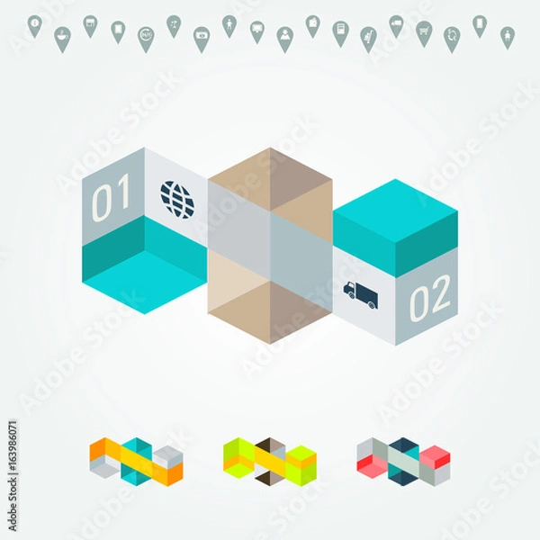 Obraz Vector colorful infographic for business presentations. Can be used for report, presentation, banner, website booklet or brochure layout. Vector, numbered banners, diagram.