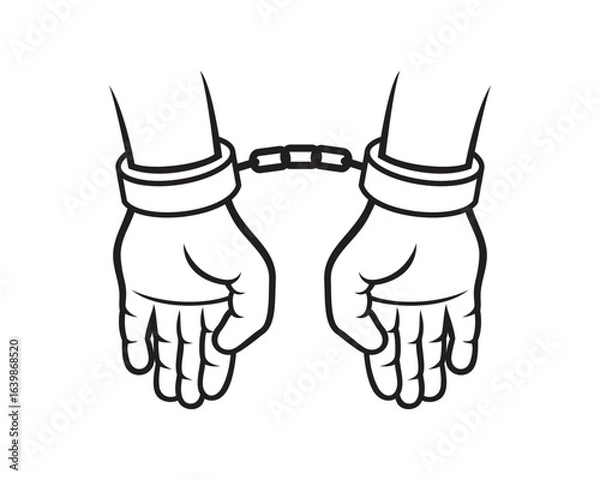 Obraz Handcuffed Hands Back View Silhouette Style
