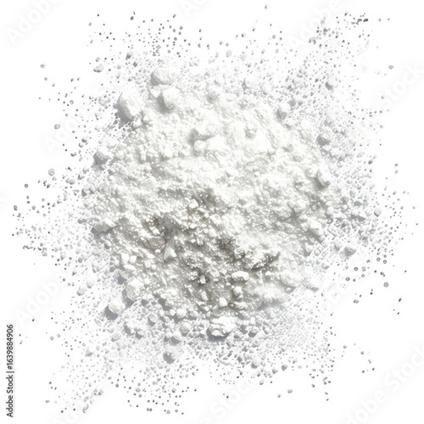 Obraz White powder, roughly textured,  spread in a blob against a black background
