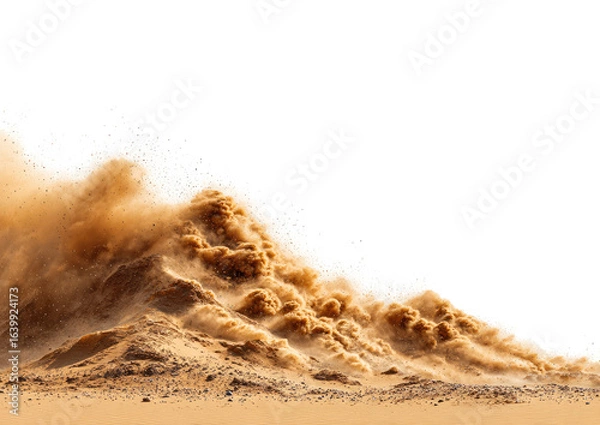 Obraz A dramatic sandstorm erupts from a sandy dune