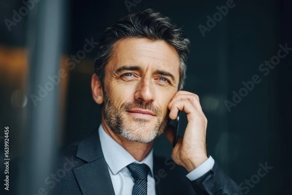 Fototapeta Image of a businessman talking on the phone