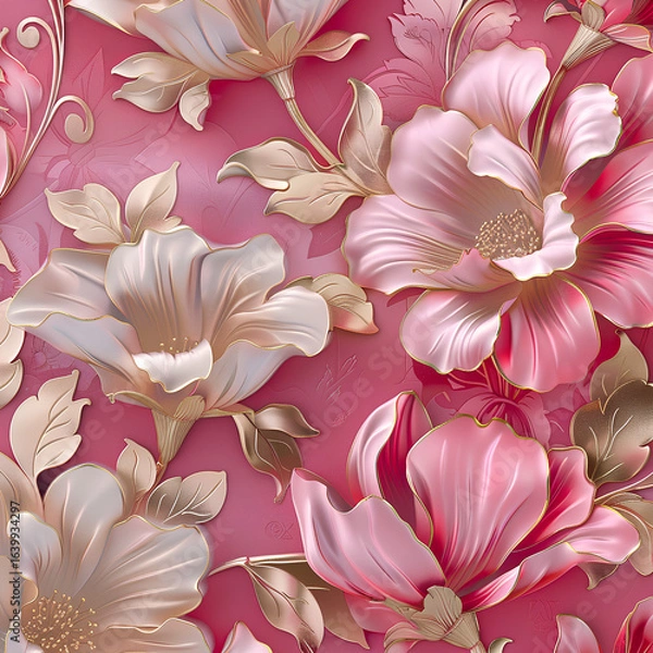 Obraz seamless background with pink flowers