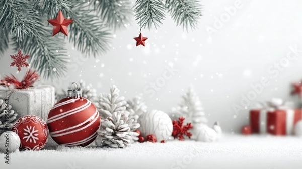 Obraz 3d Christmas silver background