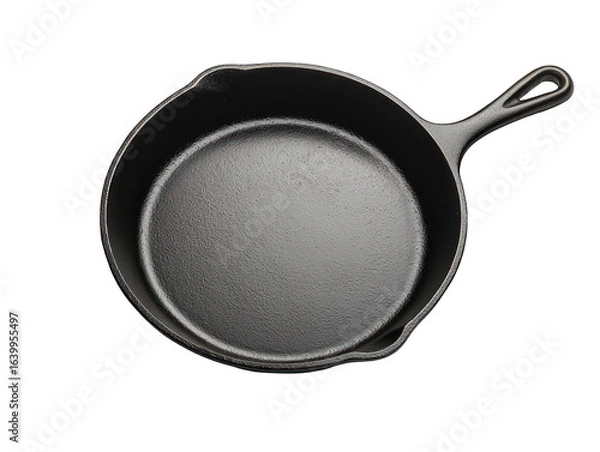 Fototapeta Empty cast iron skillet, top view