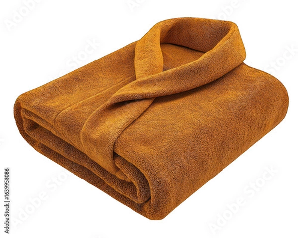 Fototapeta Folded, mustard-colored robe, high-collared,  cozy, soft, and plush