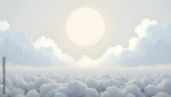Fototapeta A soft glow in the clouds  a dreamy sky landscape