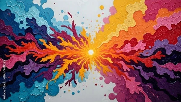 Fototapeta Vibrant explosion of colorful waves and light