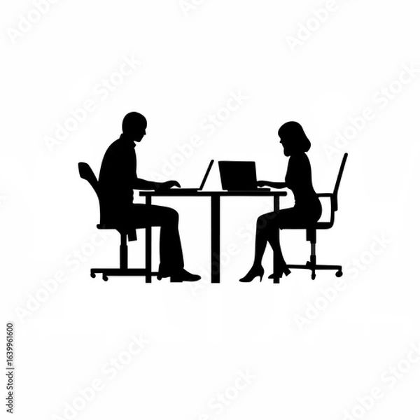 Fototapeta Two software engineers collaborating on a project at a computer