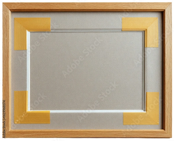 Fototapeta Empty light beige matted wooden picture frame