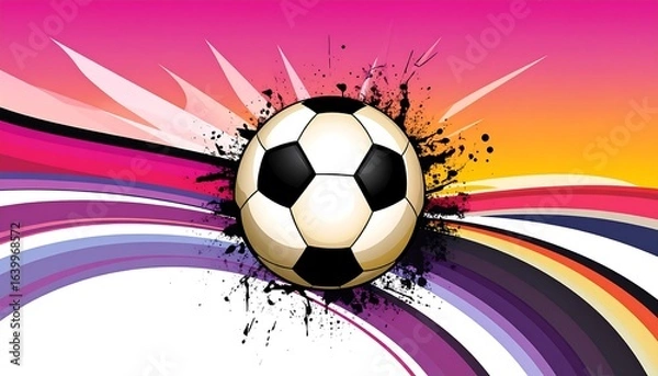 Fototapeta Soccer ball graphic with vibrant colors and abstract design elements