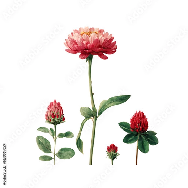 Fototapeta Pink clover blossoms in various stages