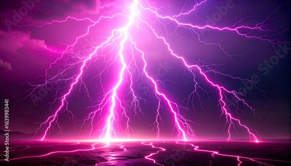 Obraz Pink Lightning Storm Night Sky.