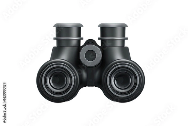 Fototapeta Dark gray binoculars, front view.  Compact,  foldable design