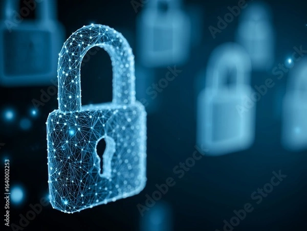 Fototapeta デジタルセキュリティとサイバー保護の象徴パッドロック