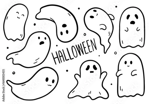 Obraz Ghost halloween set on white background. Vector illustration