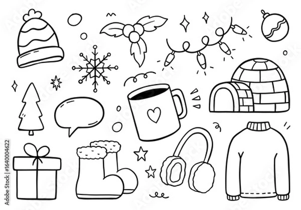 Obraz Winter element season on white background. Vector illustration