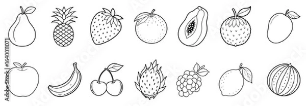 Obraz A set of fruit Colouring book elements