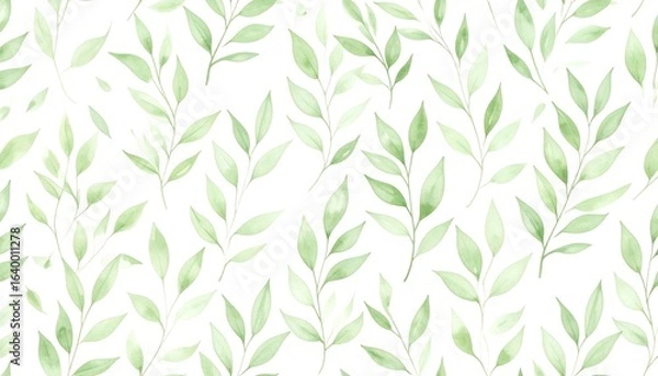 Fototapeta Delicate watercolor leaf pattern