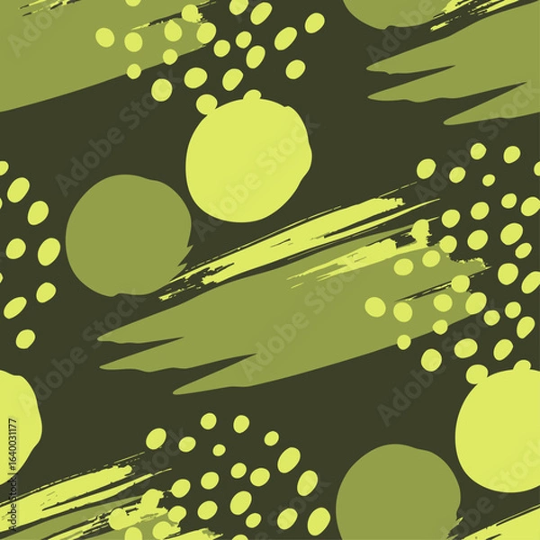 Fototapeta Seamless abstract pattern with vibrant blue brush strokes and dots