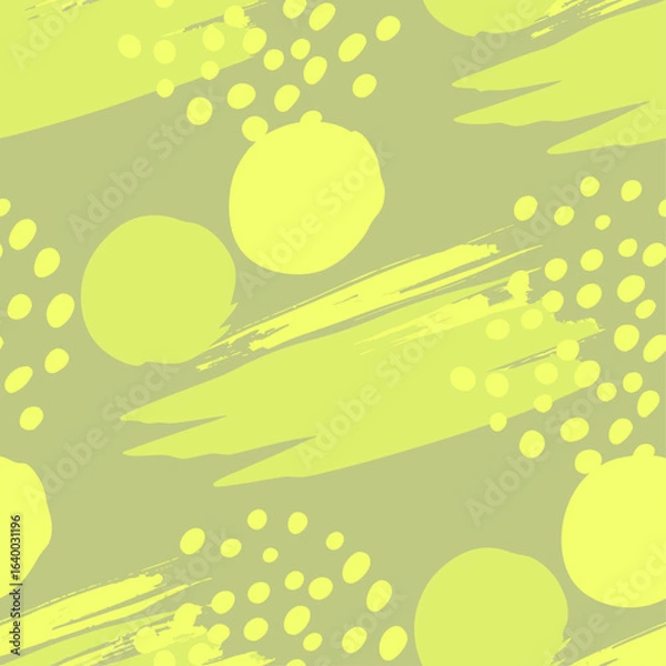Fototapeta Seamless abstract pattern with bold red brush strokes and dots