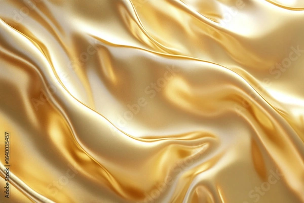 Fototapeta Close up of luxurious gold fabric with soft folds and smooth texture