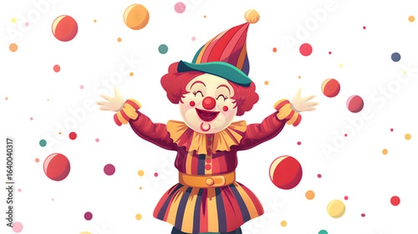 Fototapeta Circus Clown Juggler Performing Show for Entertainment and Fun