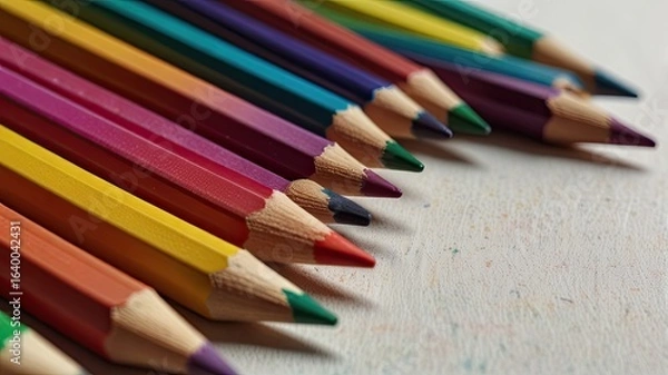 Obraz Colored pencils on a white background. Close-up.