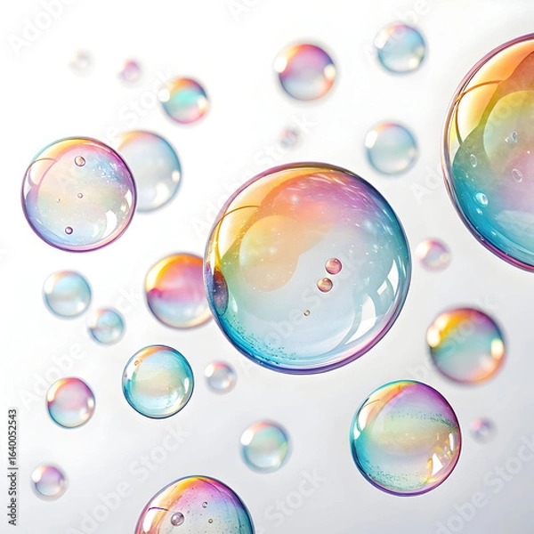 Obraz floating soap bubbles with rainbow reflection wh