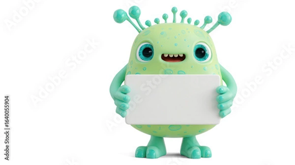 Obraz cheerful cartoon-style lime green alien