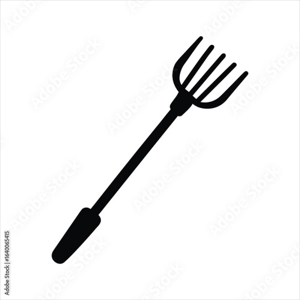 Obraz Simple Handheld Rake Tool Silhouette Vector Art