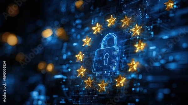 Fototapeta Secure your data with advanced European Union digital protection, ensuring privacy and compliance in a connected world.