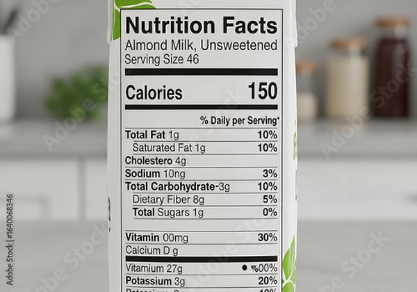 Fototapeta Editable Nutrition Facts Label Template in FDA Format, Vector Design on White Background, Clean Black and White Layout for Food Packaging, Supplements, and Product Branding.