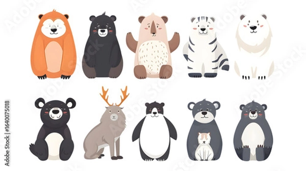Fototapeta Arctic Cartoon Animal Characters Head Illustration for Graphic Design Projects
