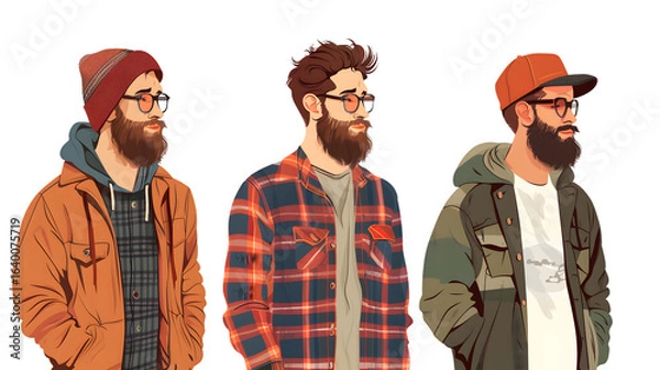 Fototapeta Hipster Men Style Illustration - Creative Fashionable Artwork for Graphic Design Projects