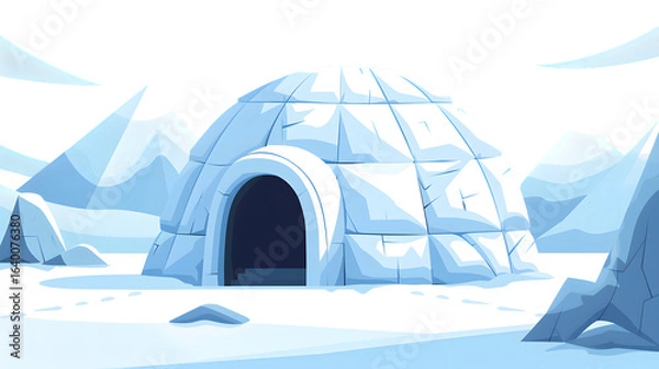 Fototapeta Modern Igloo Ice House Flat Design Illustration for Creative Projects