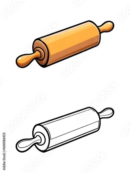Obraz Wooden Rolling Pin, Kitchen Tool