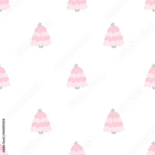 Obraz seamless simple pattern with pink Christmas trees 