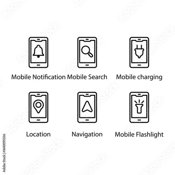 Obraz Notification, Search, Charging, Location, Navigation, Flashlight, icon