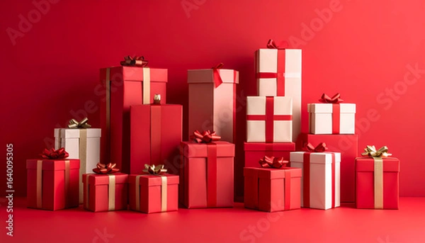 Obraz Stacked gift boxes holiday celebration