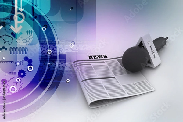 Fototapeta Microphone with newspaper