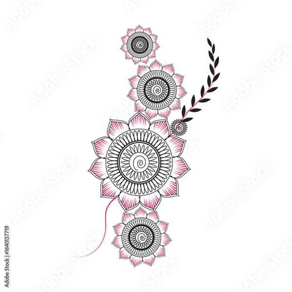 Fototapeta Intricate abstract fractal pattern in deep red and black