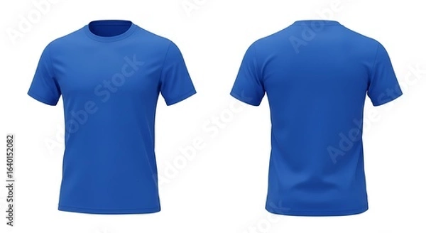 Fototapeta Front and back view of a plain royal blue t shirt