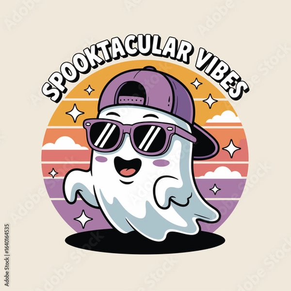Fototapeta Fun Spooktacular Vibes Design with Cute Cartoon Ghost