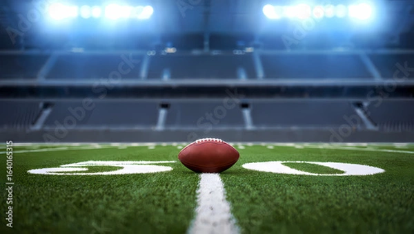 Obraz American football on the field at the fifty yard line under stadium lights