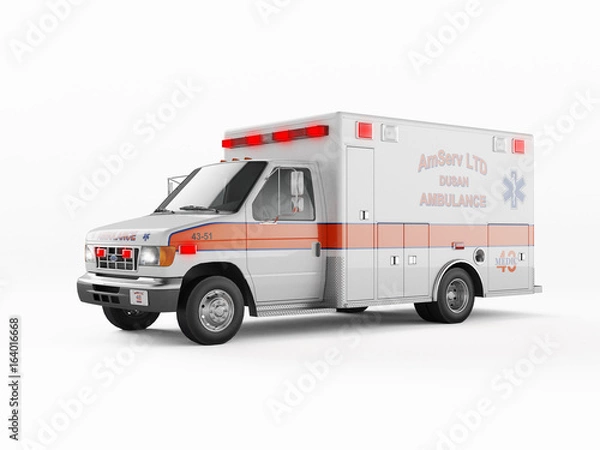 Obraz Ambulance emergency on a white background. 3D rendering