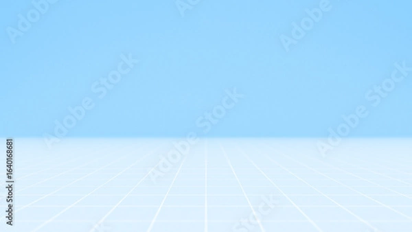 Fototapeta 青い壁で床がタイルの風呂場をイメージした背景素材