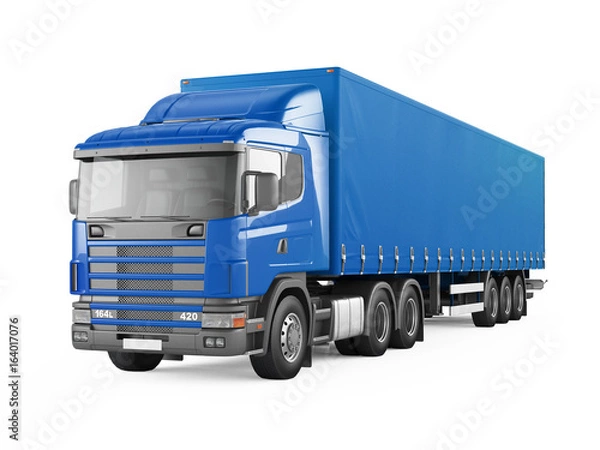 Obraz Blue cargo delivery truck. 3D rendering