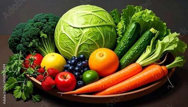 Fototapeta Colorful fruits and vegetables display