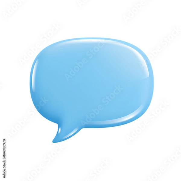 Fototapeta Light Blue Speech Bubble: Communication Icon, 3D Render, Messaging Symbol